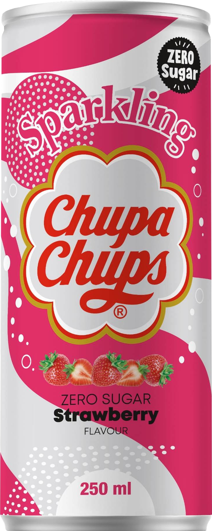 Chupa Chups gazirani sok s okusom jagode - limenka 250 mililitara